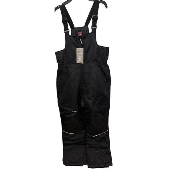 NEW SwissTech XL 14/16 Black Zip Front Snow Bibs Ski Snowboard Pant boy girl kid - Picture 1 of 4